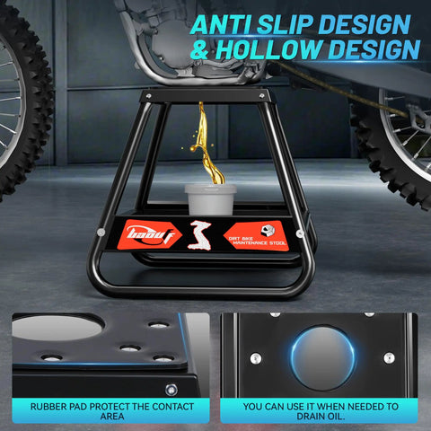 Universal Dirt Bike Stand With Tool Tray Detachable Lift Up To 600 Lbs Fits Most Dirt Bikes Pit Bikes E Dirt And MX off-road maintenance