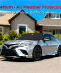Car Windshield Cover For Ice And Snow 70 X 50 Inch on sedan under blue sky, showcasing all weather protection.