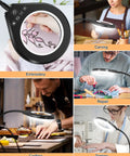Gooseneck 2 In 1 Magnifying Glass With Light And Stand 10x And 5x Real Glass Lenses used for embroidery, carving, repair, crafting, sewing