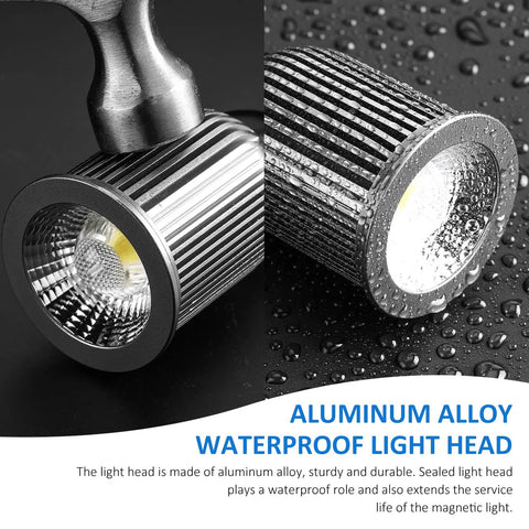 Close-up of aluminum alloy head on 10W Magnetic LED Work Light With Flexible Gooseneck And Magnetic Base 1000 Lumen 6500K White Light