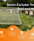 Two Pack Queen Excluder For 10 Frame Hives, Metal Beekeeping Excluder With Universal Fit, displayed in a garden setting with hives