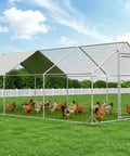Heavy Duty Walk In Chicken Run Pen 10x20 Feet With Predator Proof Galvanized Hardware Cloth Cage featuring UV cover in a field