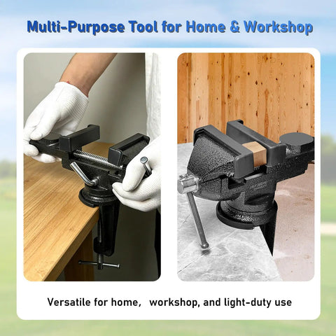 Portable Bench Vise With 360 Degree Swivel Base Clamp On Table Vise for golf grip repair, woodworking, and crafting