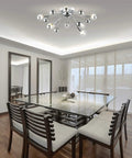 Chrome 20 Inch 7 Light Sputnik Flush Mount Ceiling Light Fixture Dope Contemporary Mid Century Style For Living Room Or Bedroom UL Listed LED Bulbs Included Easy Upgrade above dining table