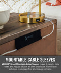 Mountable Cable Sleeve 12 Inch Black 2 Pack For Walls Desks And Entertainment Centers Cord Management With Removable Adhesive