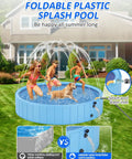 2-In-1 Dog Pool And Splash Pad For Backyard Fun, Non Slip Thick PVC, Extra Large 63-Inch Wide Pool For Big Dogs And Kids