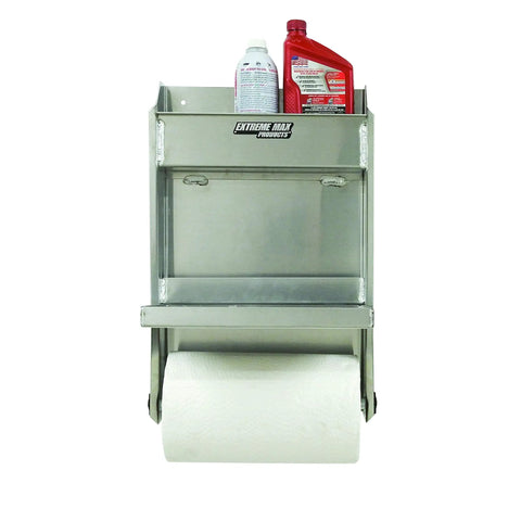 Junior Aluminum Work Station Storage Cabinet With Flip Out Work Tray And Paper Towel Rack For Enclosed Race Trailer Garage Shop Storage