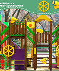 Pirate Ship Steering Wheel And Telescopes 3 Pack For Kids Plastic Swingset Accessories in yellow on a playhouse