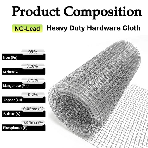 Beefy Heavy Duty One Quarter Inch Hardware Cloth Four By Ten Foot Galvanized After Welding Twenty Three Gauge Wire Mesh Roll