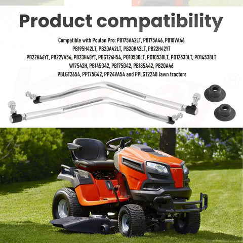 Beefed Up Adjustable Left And Right Steering Drag Link Set For Lawn Tractors 532194740 532194741 Compatible With Craftsman Husqvarna Jonsered Easy Install And Durable Performance, two metal links