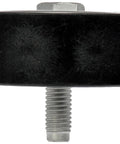 Front view: Dorman 419-597 accessory drive belt idler pulley, black wheel with silver mounting bolt