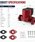 Reliable Replacement Water Circulator Pump For Baseboard Heat 115V Power Fractional Hp Motor specifications with flanged connections and cast iron body.