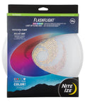 Flashflight LED Light Up Frisbee Rechargeable Flying Disc with Disc O Tech in retail packaging, 185g weight.
