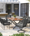 Outdoor Swivel Dining Chairs Set Of 2 With Cushions All Weather Wicker Patio Chairs Made From Twisted PE Rattan Metal Frame Swivel Seats