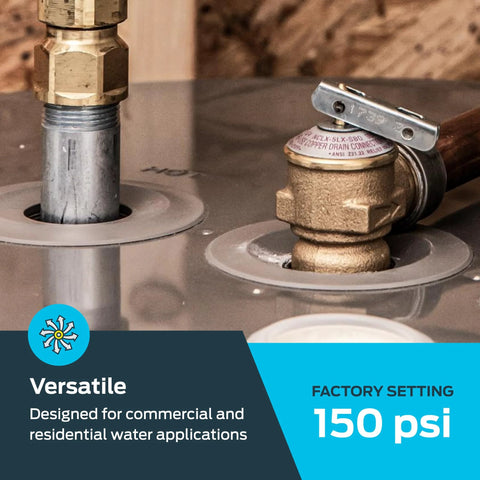 3/4 inch water heater relief valve installed on water heater