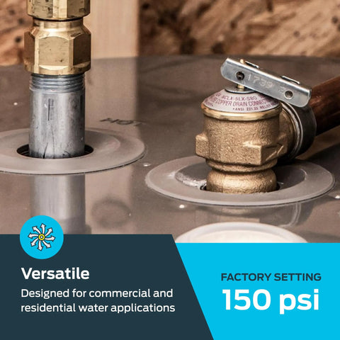 1 Inch FVMX-4LS Male Inlet Relief Valve Water Pressure Regulator Bronze Plumbing Fitting for Residential Systems Easy Push-To-Connect Durable Cartridge Design No Fuss Install on water heater