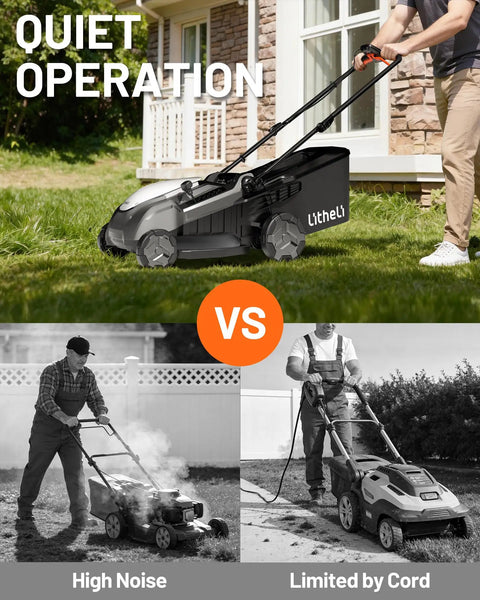 18 Inch 40V Self Propelled Brushless Lawn Mower For Yards Stepless Speed Control Easy Start Lightweight Cordless Mower With 6 Position Height Adjustment Includes Two 5Ah Batteries, quiet operation