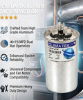Upgraded Round HVAC Capacitor Replacement For Carrier Bryant Payne Systems Easy Install Durable High Performance Capacitor For Residential Furnaces And Air Conditioning Units Fits Most Standard HVAC Setups, 40+7.5 MFD dual run capacitor