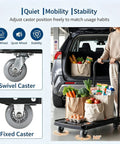 Heavy Duty Folding Hand Truck Featuring Four Sturdy Casters And Rock Solid Aluminum Handles For Zero Hassle Moving Up To 330 Pounds Without A Sweat On Any Project with groceries in car