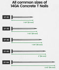 14 Gauge Concrete T Nails 1 1/2 Inch 800 PCS Total For Electric And Pneumatic Nailers, 2 Boxes Of 400 Nails, Smooth Feeding, Less Bending For Poured Basement Walls And Concrete For Pros And DIYers, ST-32 ST-38 ST-45 ST-50 ST-64 sizes