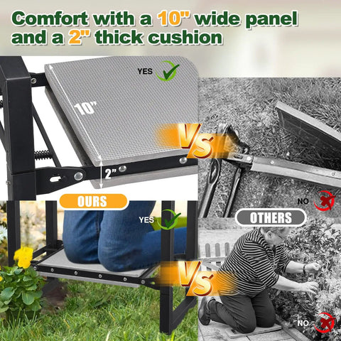 2-In-1 Foldable Garden Kneeler And Seat With Extra Wide 12.6 Inch Cushion, outdoor use, comparison with other products