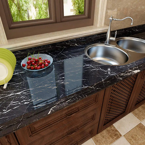 Wide Black Marble Countertop Contact Paper Waterproof Glossy Marble Wallpaper Peel And Stick 32 Inch Wide By 354 Inch Long Self Adhesive