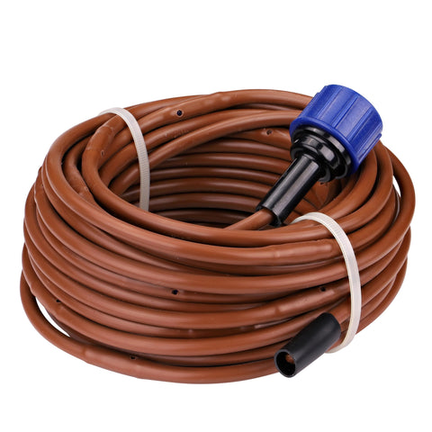 Drip Irrigation Kit For Vegetable Gardens With Fifty Feet Of One Quarter Inch Dripline, Three Quarter Inch FHT Adapter, End Plug