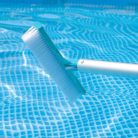 Deluxe Above Ground Pool Maintenance Kit With Vacuum For 800 GPH Flow Rate 110 Inch Telescoping Pole with wall brush in pool