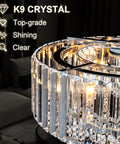 Lit Modern Crystal Chandelier Pendant Light Fixture With Three Lights Black Cage Drum Shade 15.75 Inch detail view