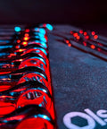 Close-up of Beefy Metric Wrench Set 15-Piece 8mm To 22mm, Unbreakable Chrome Vanadium Steel With Polycarbonate Handles, on a surface.