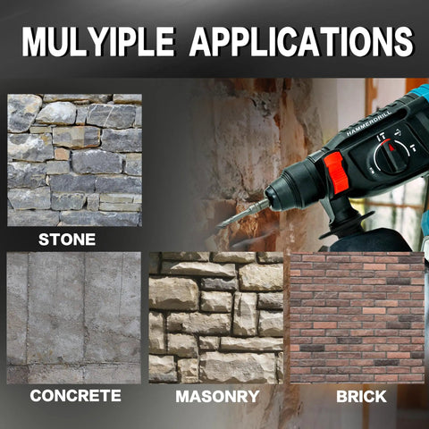 17 Piece SDS Plus Rotary Hammer Drill Bit And Chisel Set Carbide Tipped for concrete masonry stone brick applications.