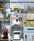 Image showing sandstorm, wind, fog, rain, dampness, snow, ocean, and an Outdoor String Lights 150 Ft LED Shatterproof Patio Lighting IP65.