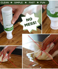 User applying Premium Food Grade Mineral Oil For Cutting Boards with smooth applicator on a wood surface.
