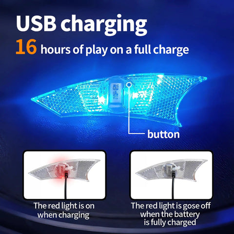 Close-up of Rechargeable Wheel Lights 2 Pack For Bike Spokes With Weatherproof Design and USB charging feature