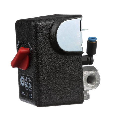 Air Compressor Pressure Switch 125 to 155 PSI Auto On Off Unloader EV WSi 90 Degree One Quarter Inch NPT Four Port