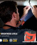 Man using 800 Lumen Rechargeable Neck Light With Magnetic Base Detachable Dual Head Hands Free Work Lamp for wiring repair