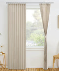 Linen Door Curtain 80 Inch Length For Doorways And Rooms Privacy On Point And Light Filtering Perfect Room Divider For Bedroom Living Room Or Closet Accordion Style 1 Panel About 38 Inch Wide Taupe installed on window