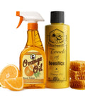 Orange Oil Wood Cleaner With Beeswax Preserver And Conditioner For Hardwood Floors Cabinets And Furniture, with oranges and honeycomb.