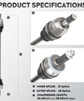 Hyundai Sonata 2015-2019 And Kia Optima 2016-2020 Front CV Axle Shaft Assembly 2-Pack, 27/30 spline, 26.48 in left, 38.36 in right