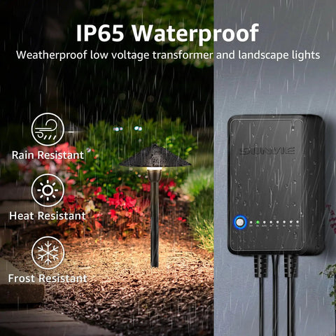 All In One LED Pathway Lighting Kit With 8 Low Voltage Landscape Lights 60W Transformer 100 Ft Landscape Wire IP65 Rating