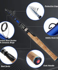 Portable Telescopic Casting And Spinning Fishing Rods Go-To Travel Companion 24T Carbon Blanks With Solid Carbon Tip Cork Handle features