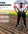 Person using 4 Inch Electric Post Hole Digger Auger Bit For Fence Posts And Planting Soils Heavy Duty Spiral Drill Attachment