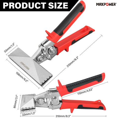 MAXPOWER sheet metal hand seamer, 3-inch and 6-inch straight jaw, red and black handles, 2-pack