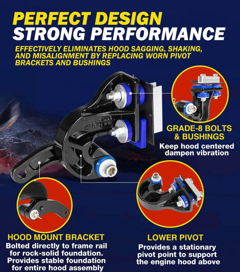 Lower Hood Pivot Kit And Hood Hinge Pivot Bolt Bushing Bracket Kit For Peterbilt 377 378 379 Trucks Direct OEM Replacement