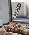Extra Long 5.6 Inch Stem Digital Thermometer For Meat Frying Grilling Cooking Candy And Kitchen Use With Safe Hands Long Probe Large Clear Display High Contrast Auto Off Black in use while grilling skewers