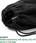 Close-up of Large Pump Barrier Bag For Pond And Pool Filtration, 17.7x17.7 Inch Nylon Mesh Filter Bag with adjustable drawstring.