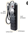 Seven Day Digital Power Strip With Timer For Lamps And Electronics, Eight Outlets With Four Timed And Four Always On Sockets, black
