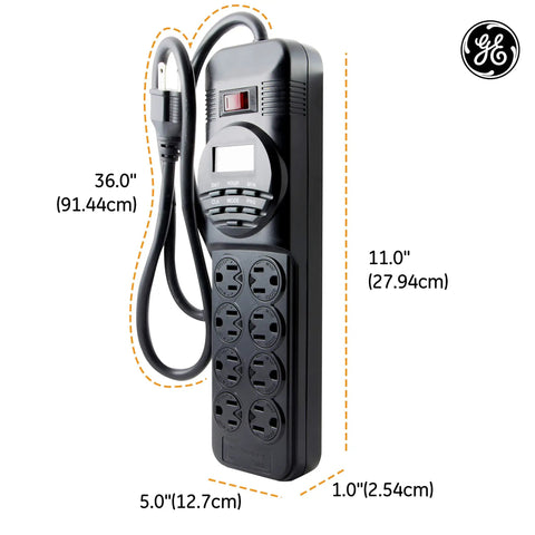 Seven Day Digital Power Strip With Timer For Lamps And Electronics, Eight Outlets With Four Timed And Four Always On Sockets, black