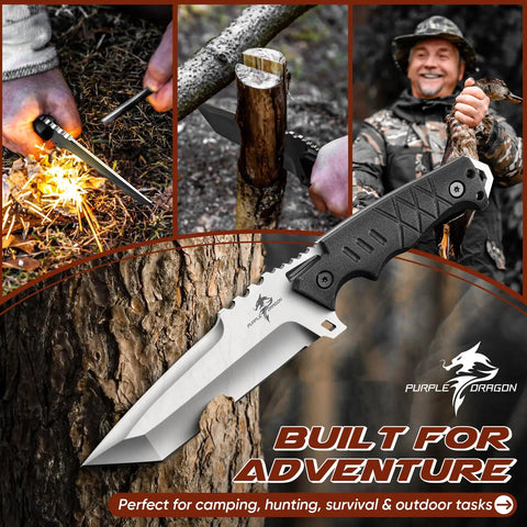 Fixed Blade Outdoor Knife With Kydex Sheath, Razor Sharp D2 Steel, Full Tang, Beast Of A Camping And Survival Tool For Bushcraft