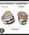Flat No Roll Lead Sinkers With Line Protecting Inserts For River Fishing Built To Guard Your Line Against Abrasion In Fast Currents And Debris Each 3 Ounce Lead Sinker Delivers Steady Bottom Contact For Catfish And Freshwater Anglers 10 Pack. Close-up view showing polished surface and protective insert.